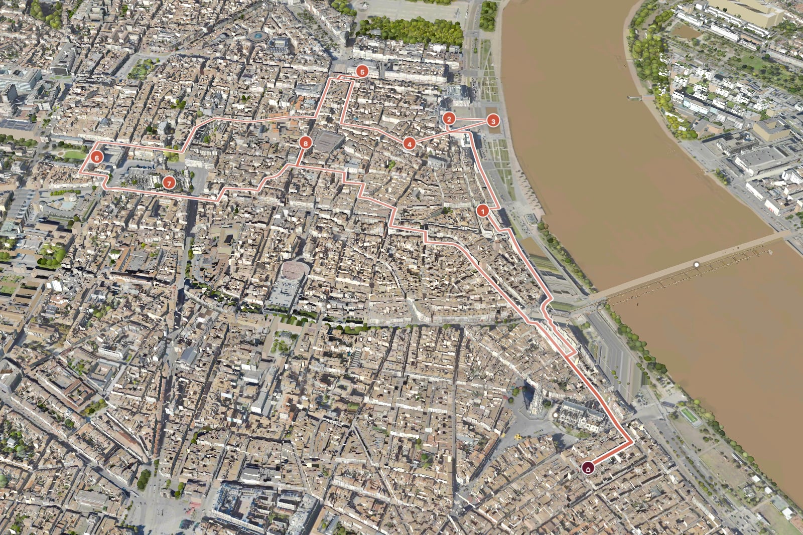 Mapa del paseo «Paseo a pie por el corazón histórico de Burdeos: 2 h 30, 5 km» en Burdeos